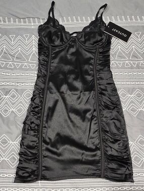 Outcast Arshi Mini Dress In Satin And Lace Size XS